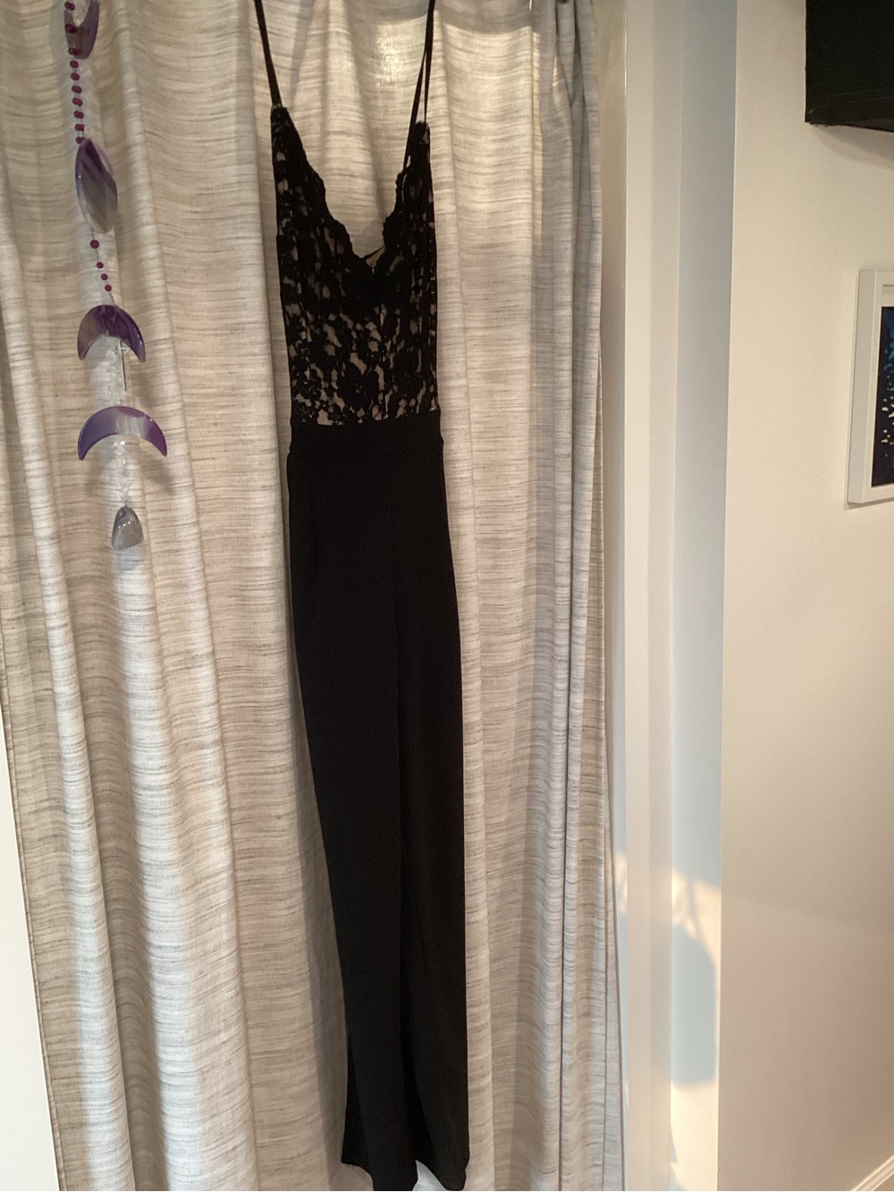 Express Black Lace Bodice plunge neck trouser Jumpsuit